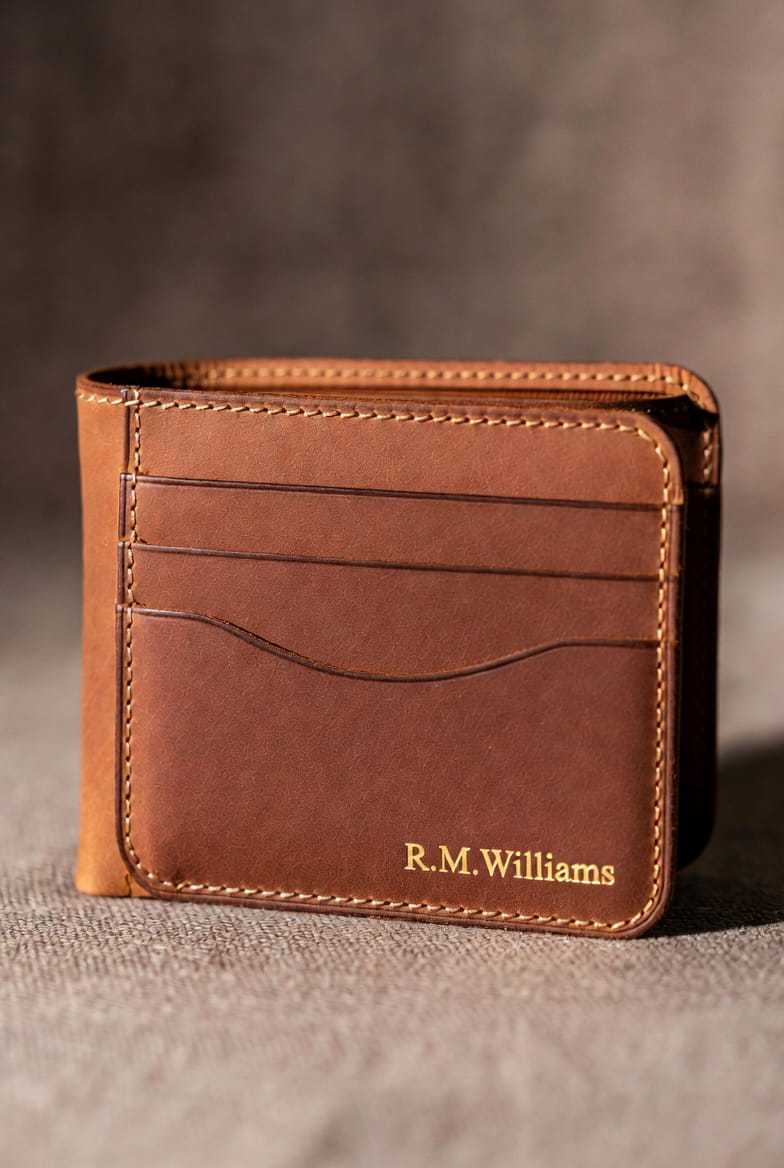 RM Williams classic bifold wallet in chestnut leather