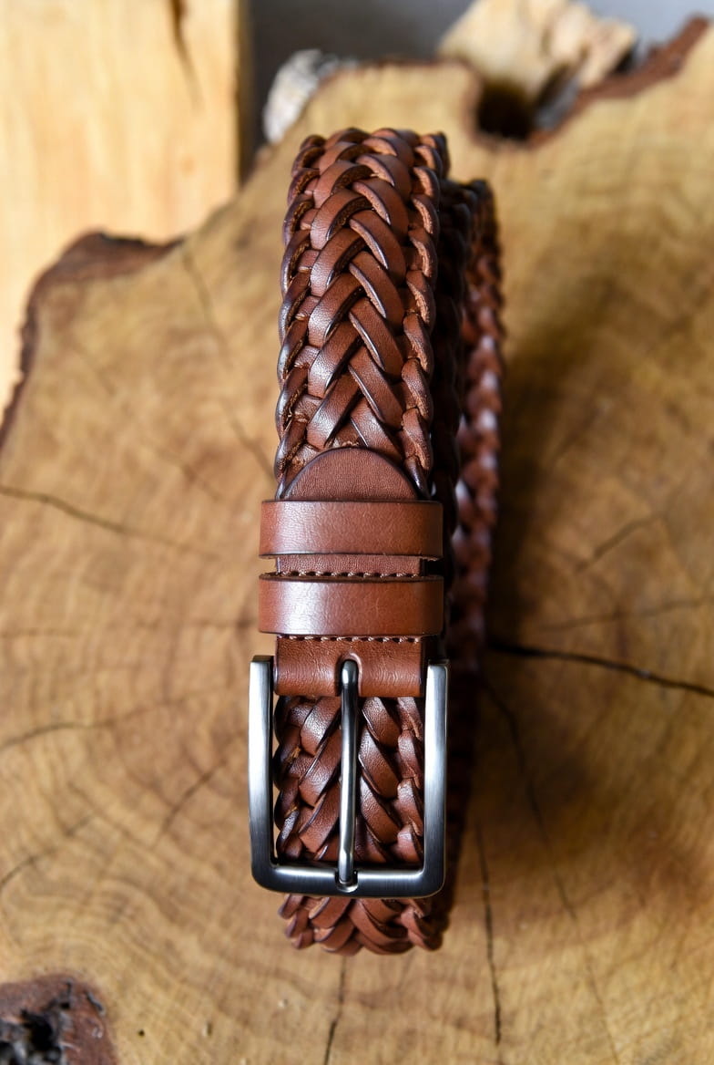 RM Williams plaited kangaroo leather belt