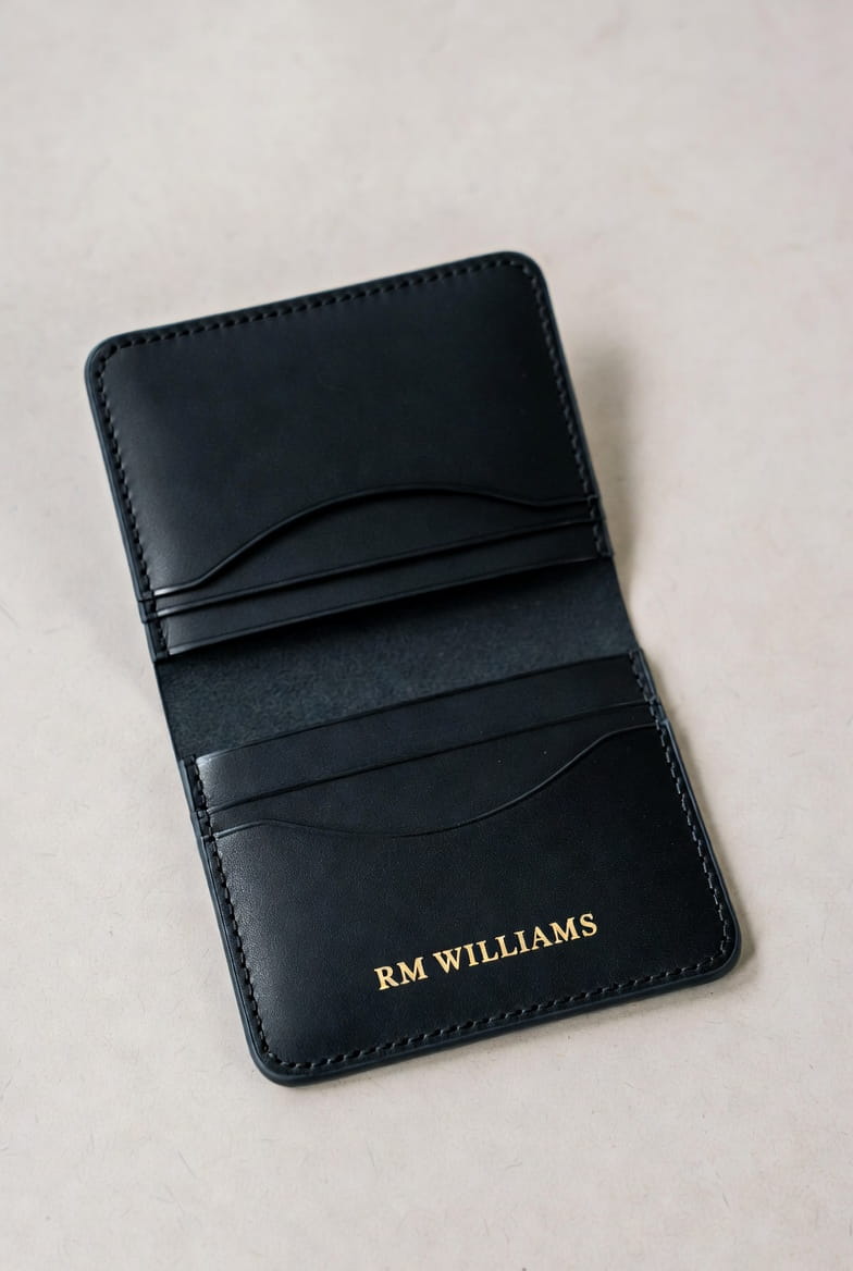 RM Williams slim card holder in black leather