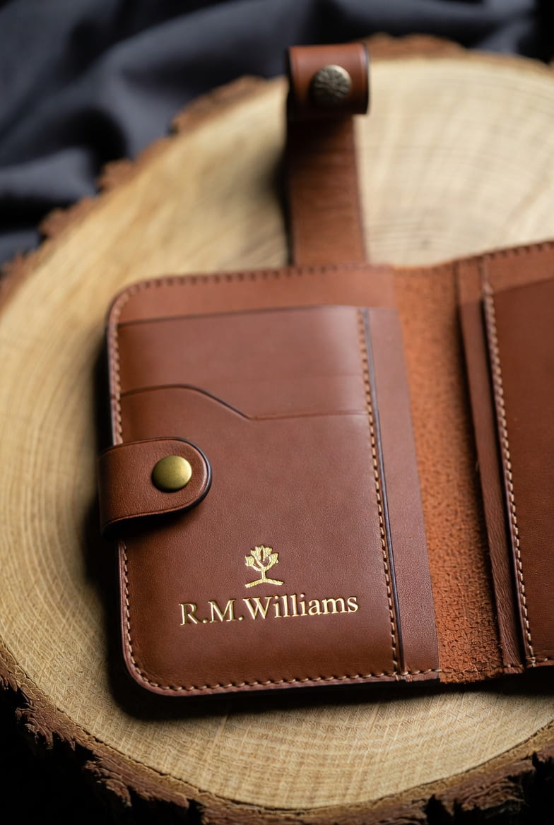 RM Williams travel wallet with passport slot